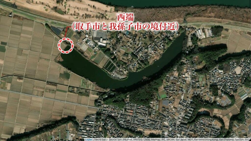 西端(取手市と我孫子市の境付近)