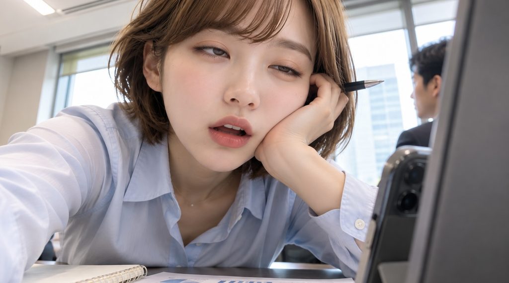 究極の怖い画像は自分の眠そうな「アホ顔」