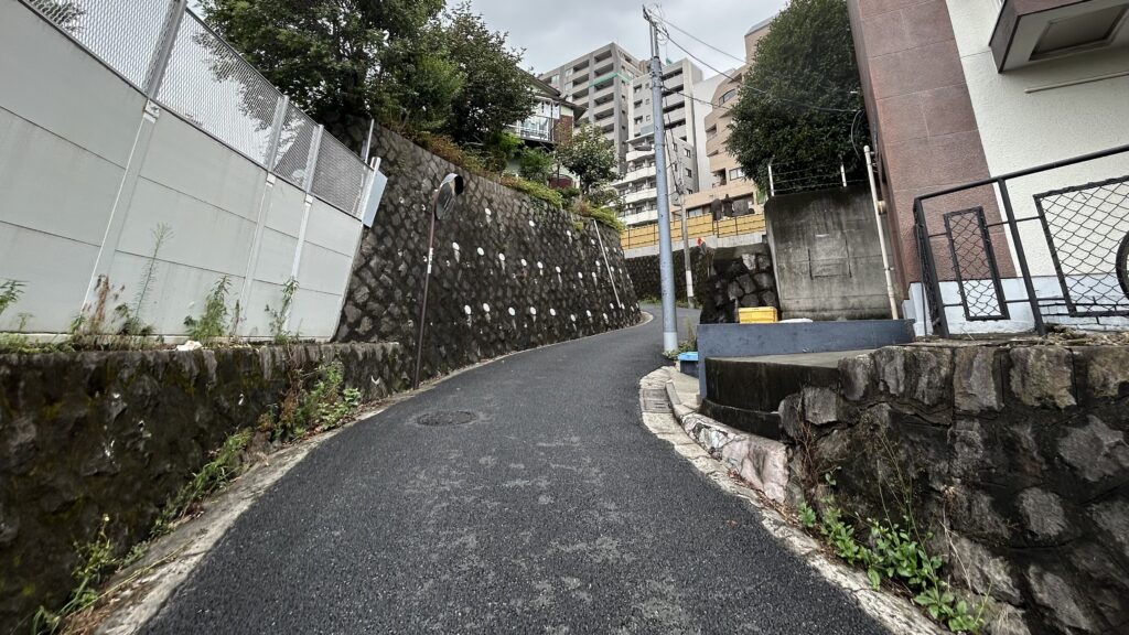 蛙坂に残る谷地形の痕跡