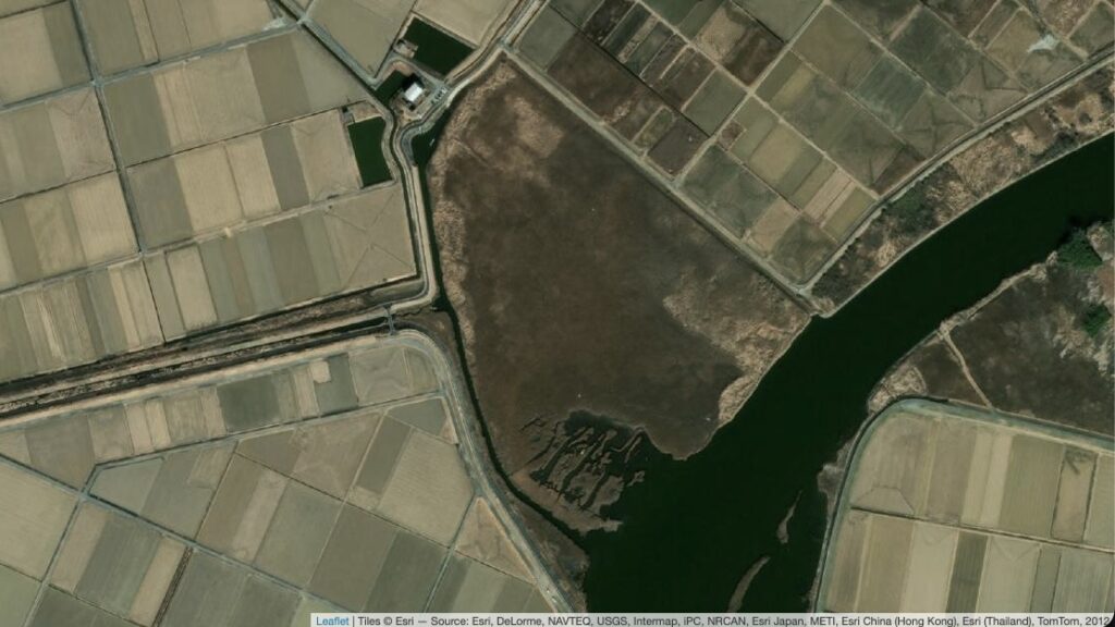 砂並草原に覆われて水辺が見えなかった説